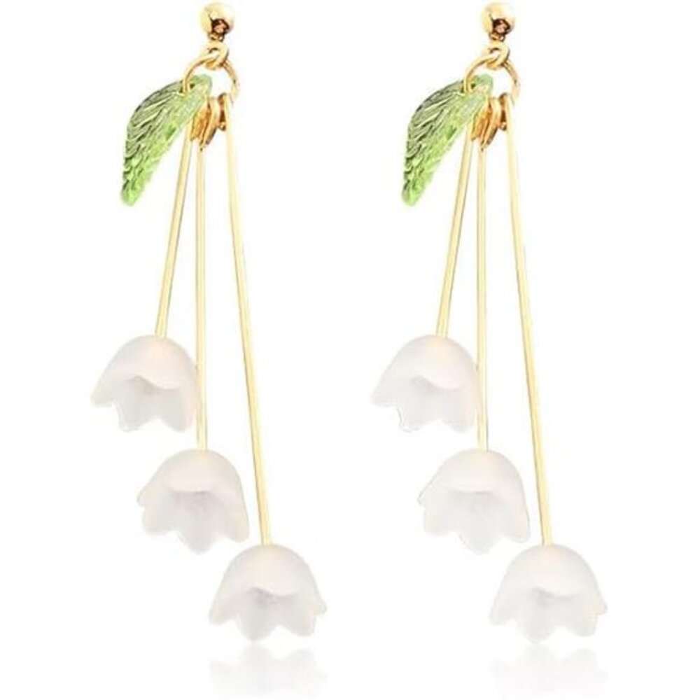 Boho Petal Flower Dangle Earrings – Colorful Acrylic Floral Drop Studs